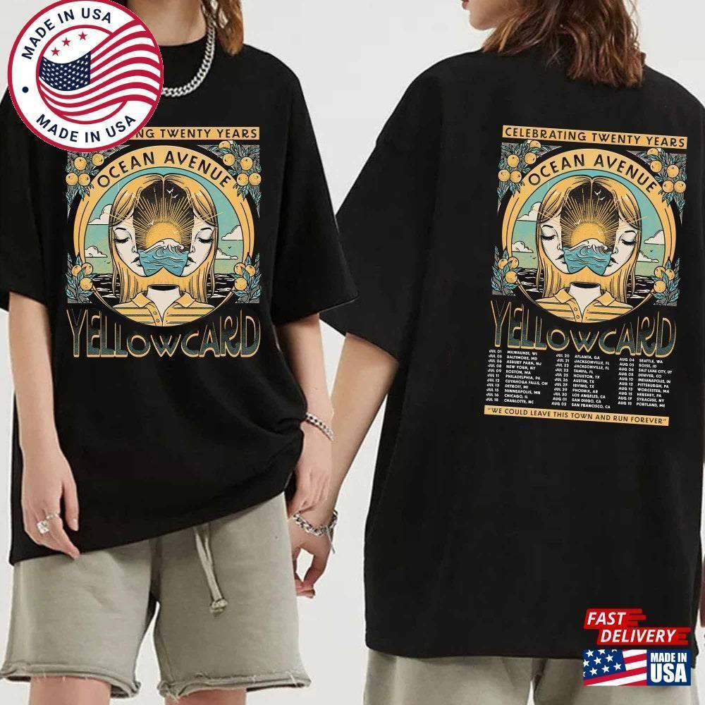 Yellowcard  Ocean Avenue 20 Years Tour Shirt Band Fan Concert 2 Sided